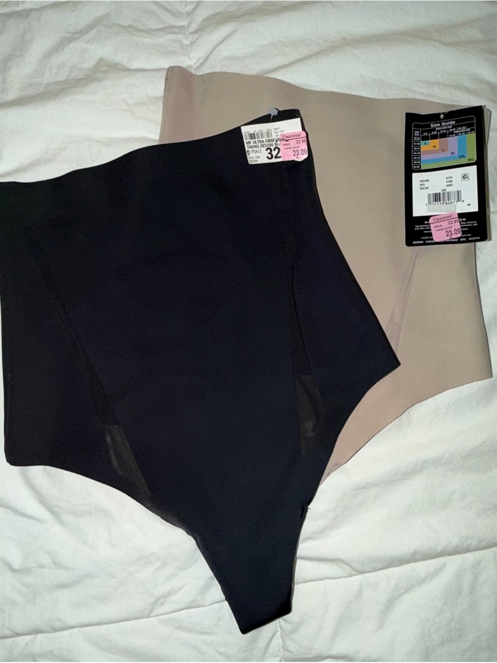 Women’s High-Waist Shaping thongs - Black and Beige S